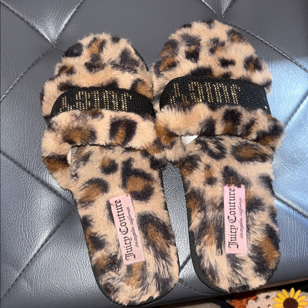 Juicy Couture Fuzzy Leopard Women's Slippers